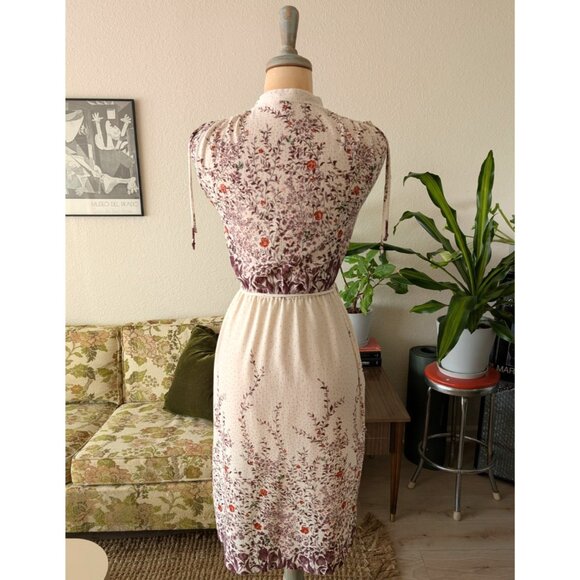 Mara J Jrs. Dress Vintage 70s Women's Cream Floral A Line Mod Size Small - Picture 3 of 10